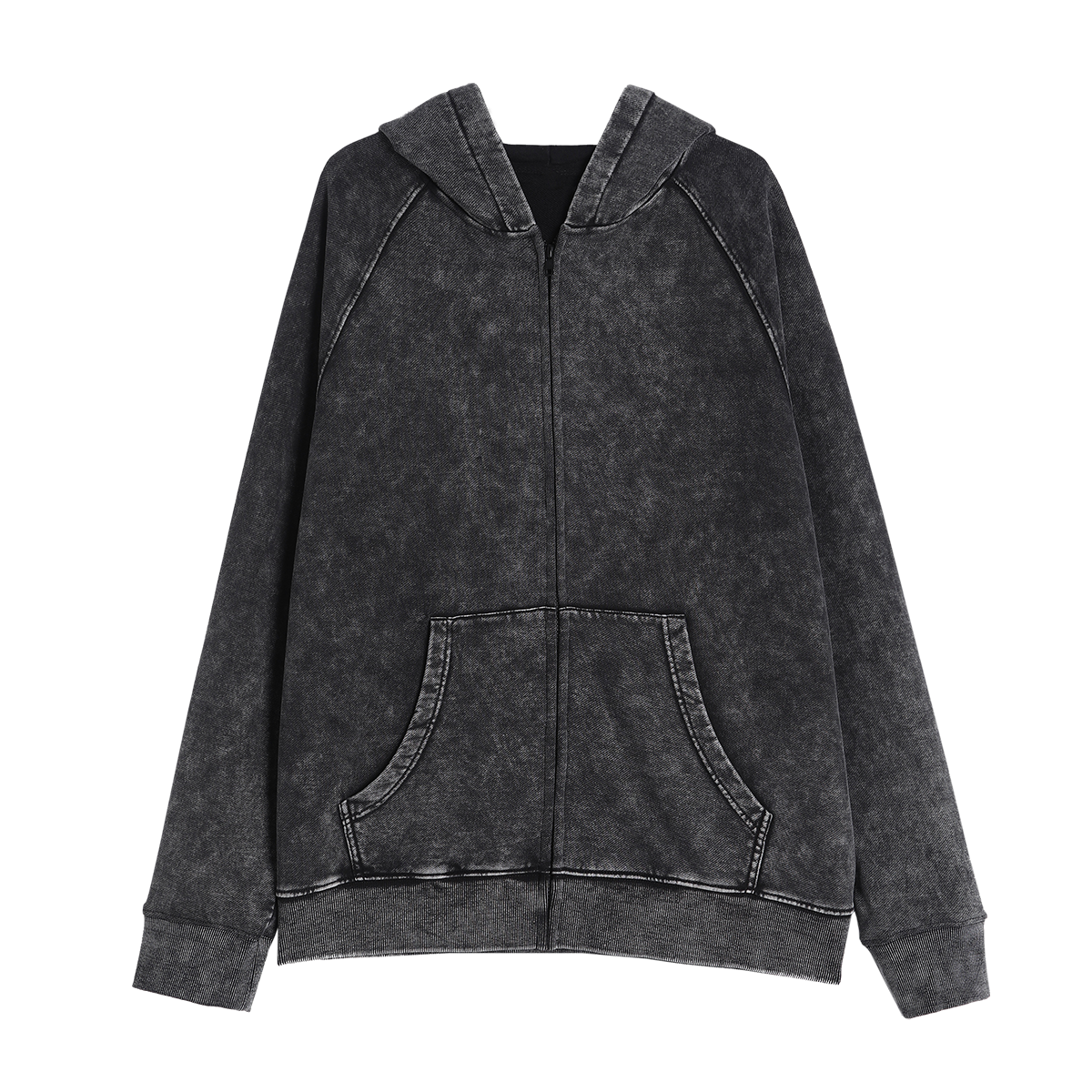 Oversized Acid Washed Zipper Hoodie