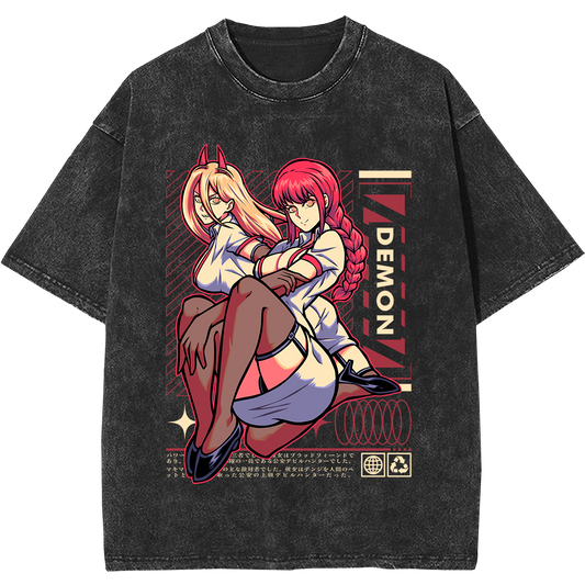 Vintage Tee - DTG Printed Bold 'Demon' Graphic