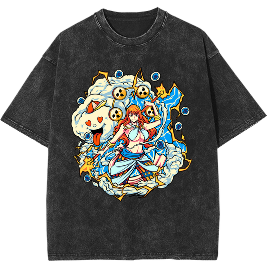 Vintage Tee - DTG Printed Bold 'Nami & Zeus' Graphic