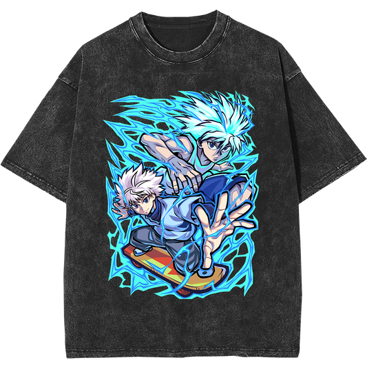 Vintage Tee - DTG Printed Dynamic 'Killua' Graphic